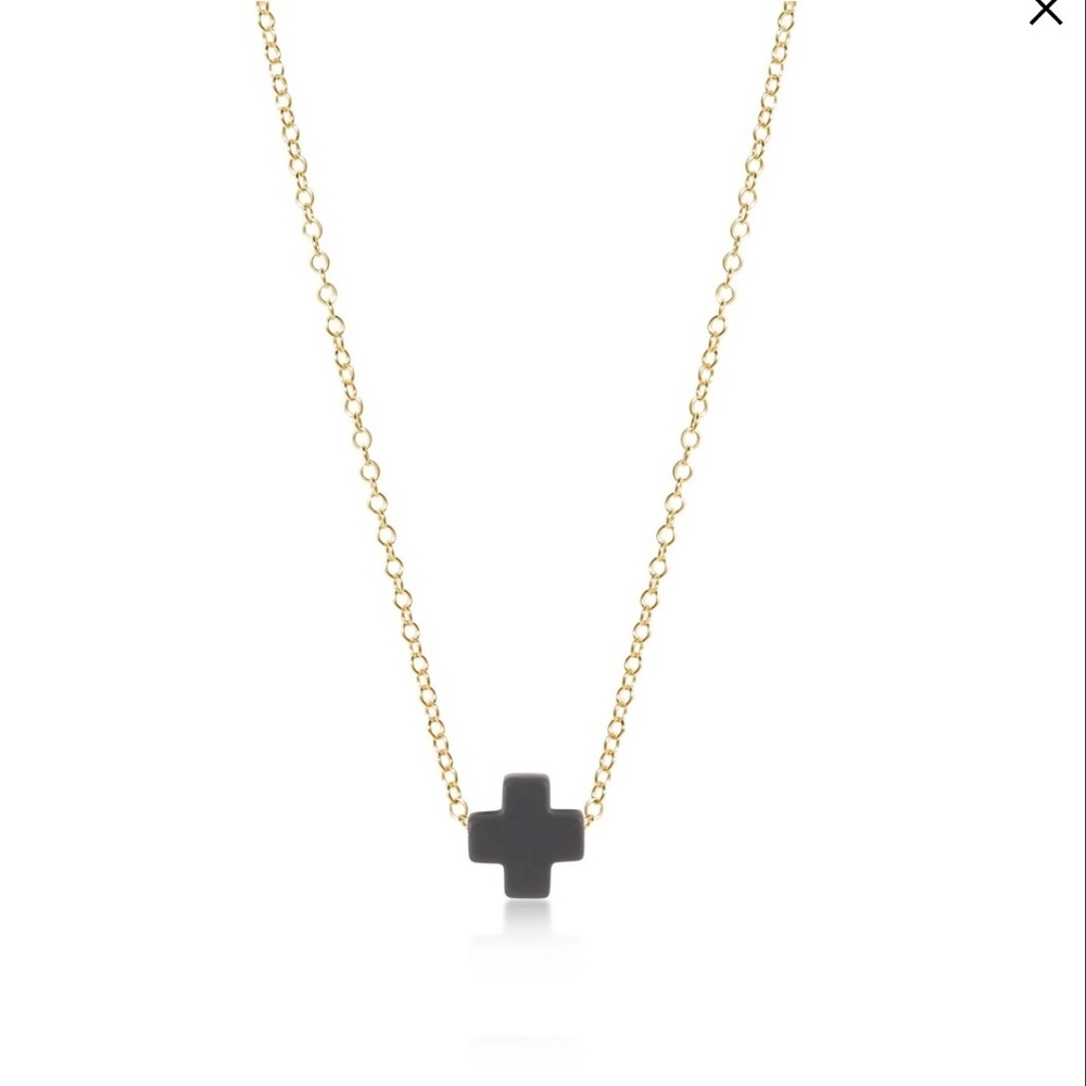 enewton signature gold 16” cross necklace - charcoal